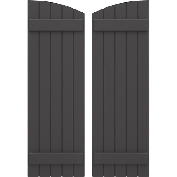 Ekena Millwork Americraft 5-Board (2 Batten) Wood Joined Board-n-Batten Shutters w/Ellipt Top, ARW101BE518X77SMH, PR ARW101BE518X77SMH - main